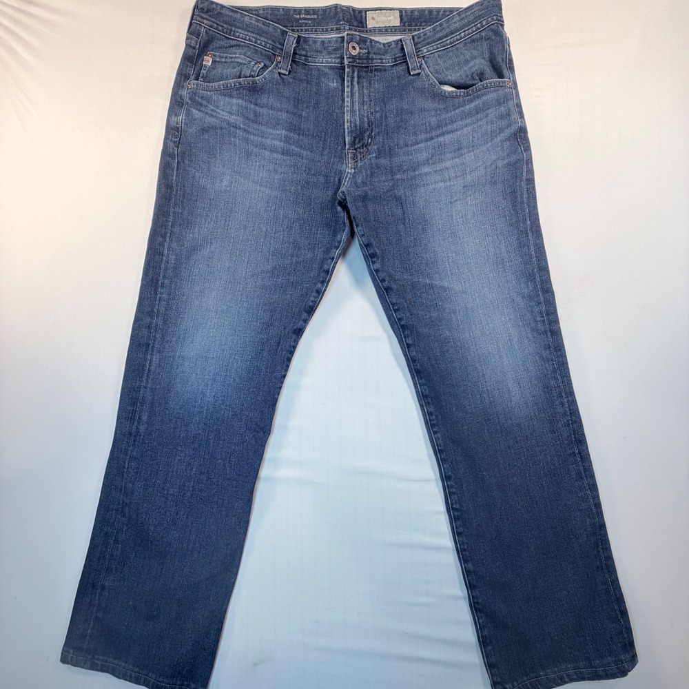 AG The Graduate Denim 360 Jeans Mens 36x34 Made In USA Straight Stretch Blue